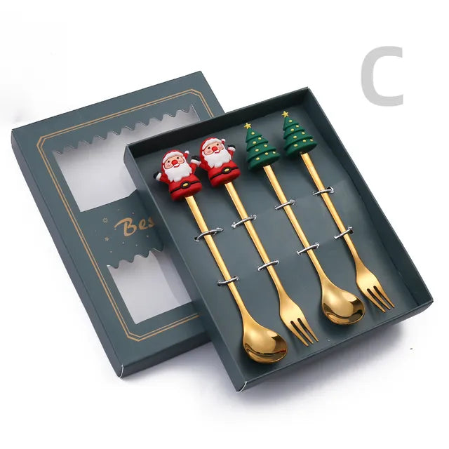 Christmas Cutlery Set: Festive Spoon and Fork - The Gift Shop