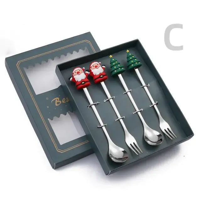 Christmas Cutlery Set: Festive Spoon and Fork - The Gift Shop