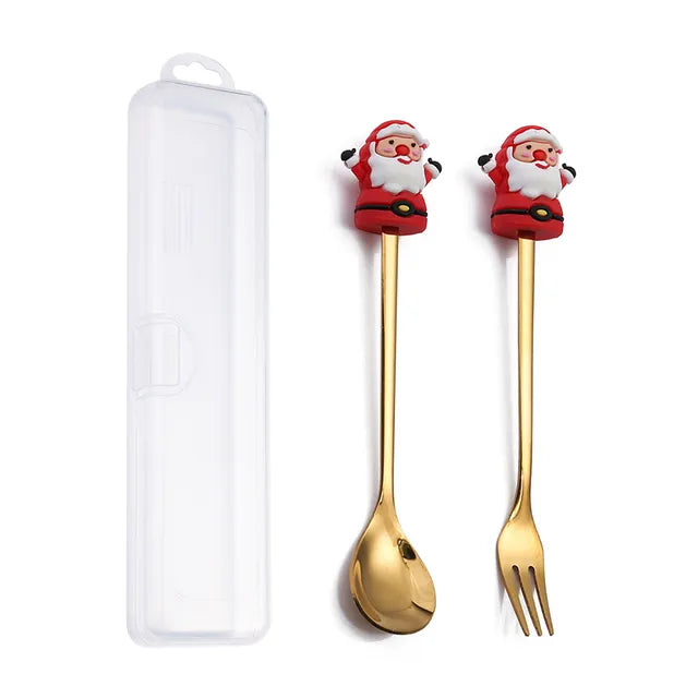 Christmas Cutlery Set: Festive Spoon and Fork - The Gift Shop