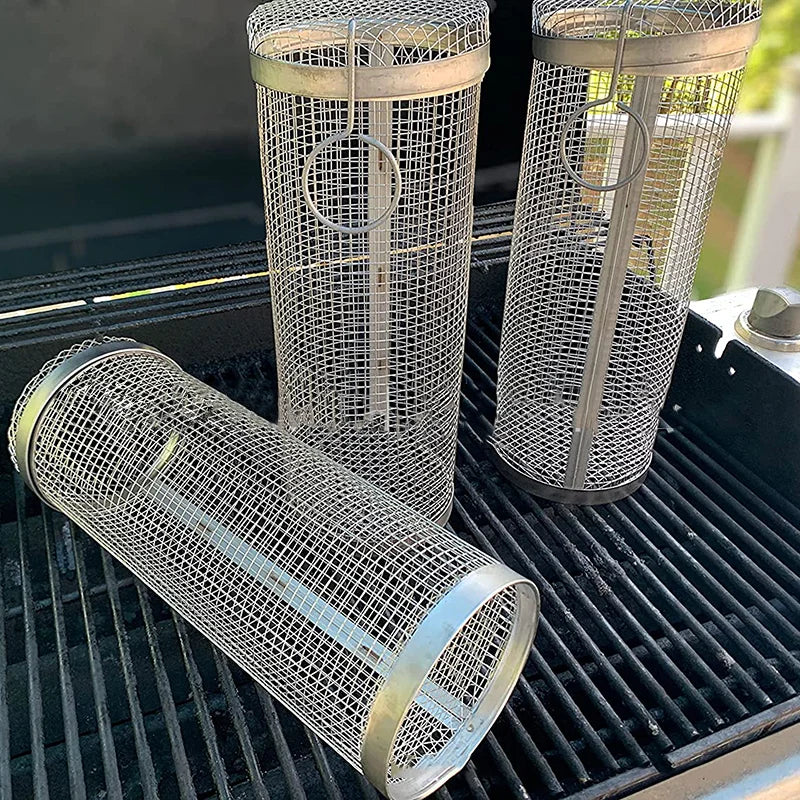 Rolling Grilling Basket Stainless Steel - The Gift Shop