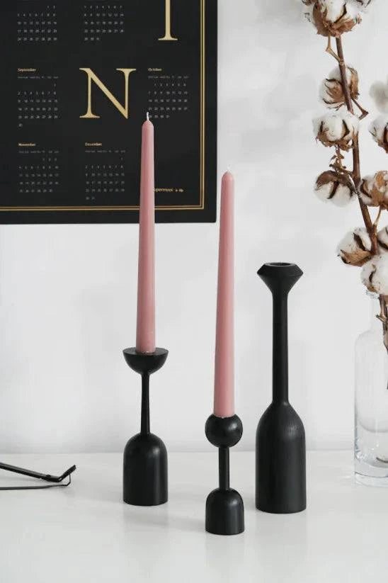 Black Wooden Candle Holder - The Gift Shop