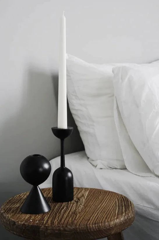 Black Wooden Candle Holder - The Gift Shop