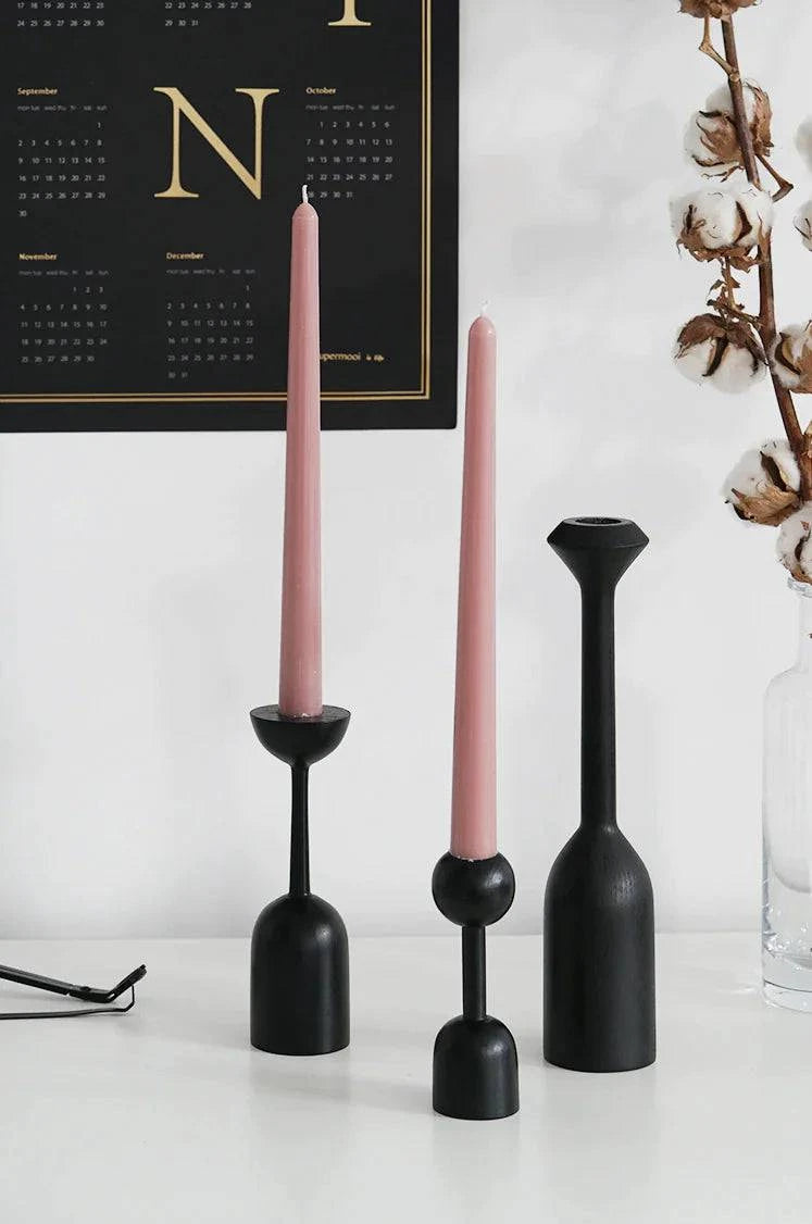 Black Wooden Candle Holder - The Gift Shop