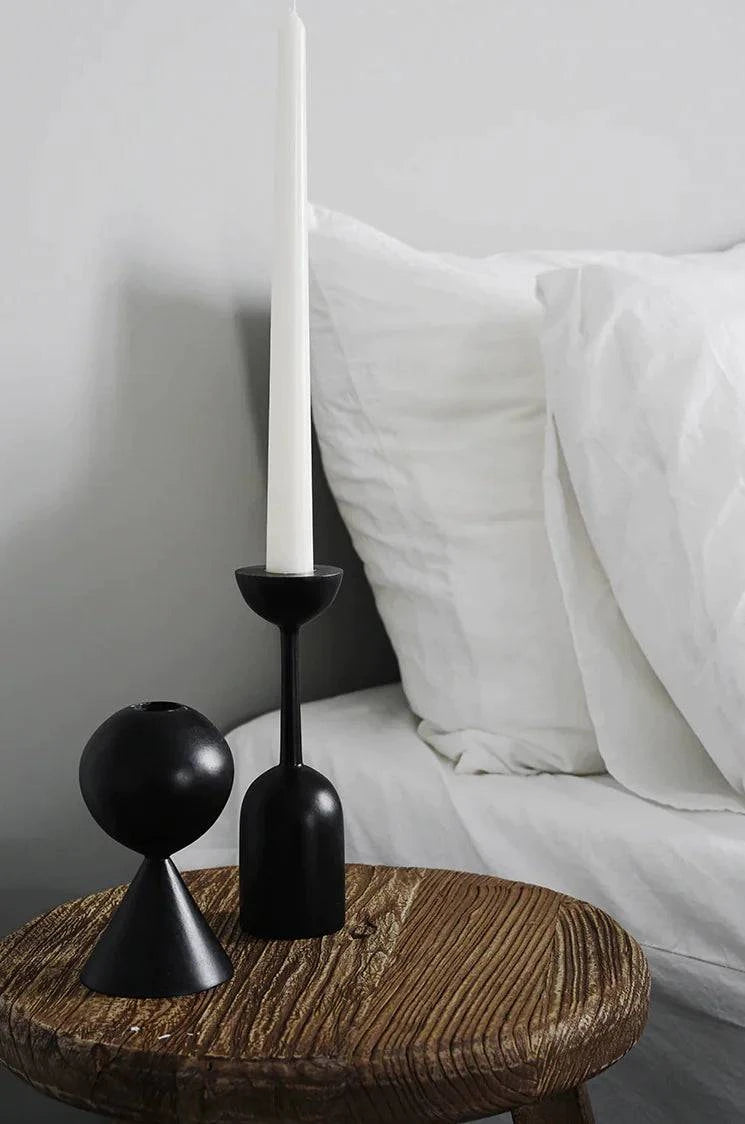 Black Wooden Candle Holder - The Gift Shop