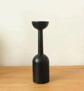 Black Wooden Candle Holder - The Gift Shop
