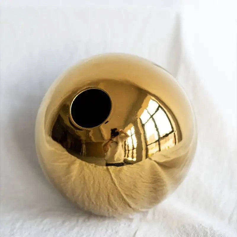 Golden Ceramic Round Ball Vase - The Gift Shop