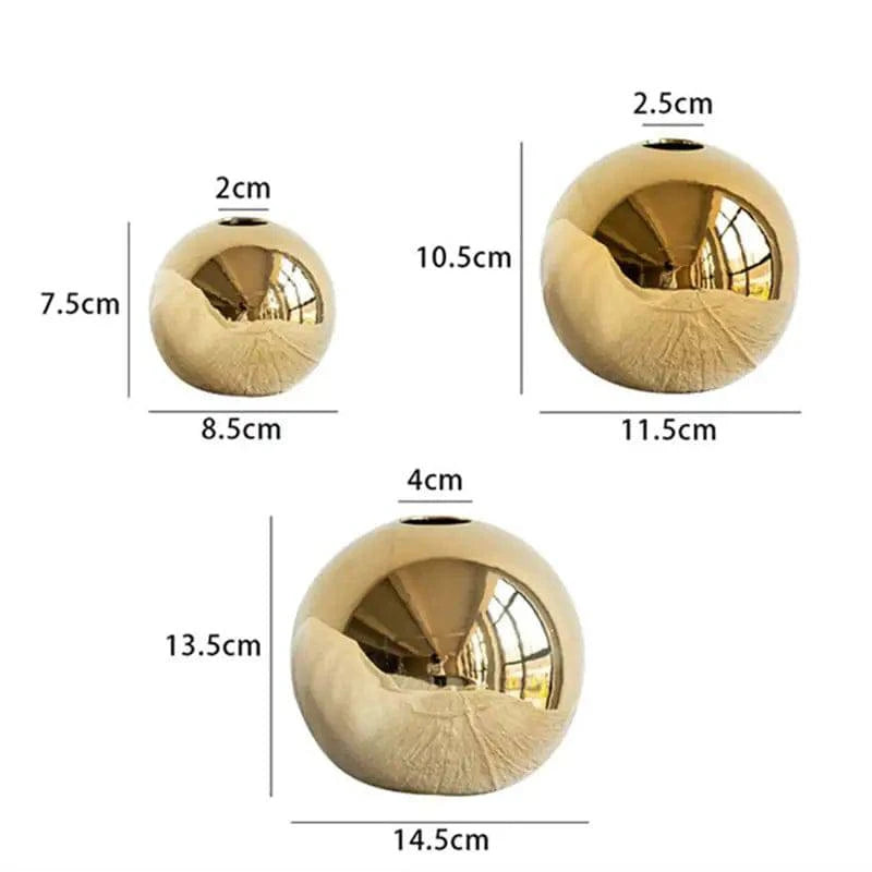 Golden Ceramic Round Ball Vase - The Gift Shop