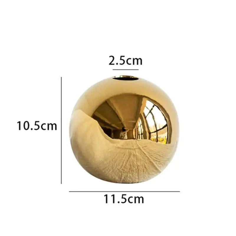 Golden Ceramic Round Ball Vase - The Gift Shop