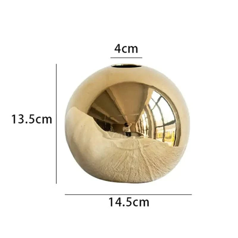 Golden Ceramic Round Ball Vase - The Gift Shop