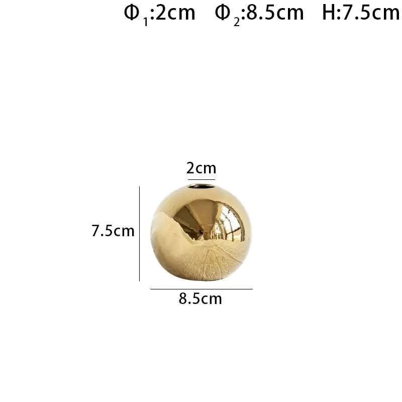 Golden Ceramic Round Ball Vase - The Gift Shop