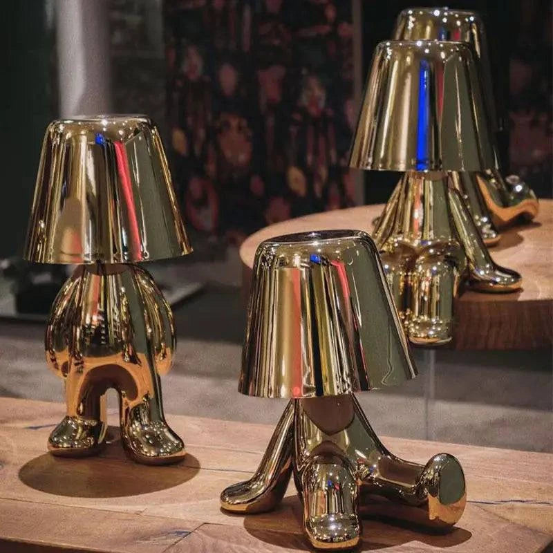 Little Golden Man Table Lamp - Whimsical USB Rechargeable Light - The Gift Shop