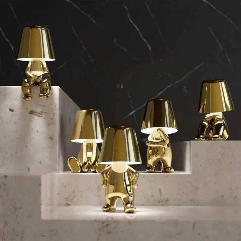 Little Golden Man Table Lamp - Whimsical USB Rechargeable Light - The Gift Shop