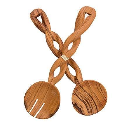 Olive Wood Salad Servers – Handmade - The Gift Shop