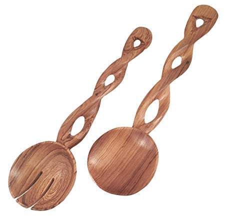 Olive Wood Salad Servers – Handmade - The Gift Shop