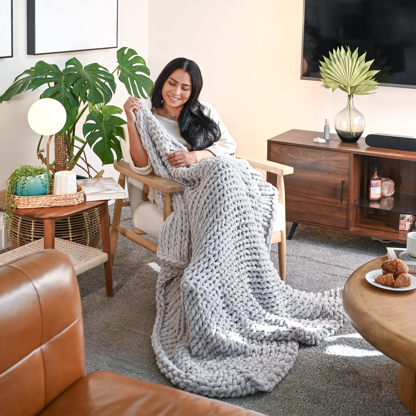 Willa & Belle Chunky Knit Weighted Blanket – 50 x 60 in