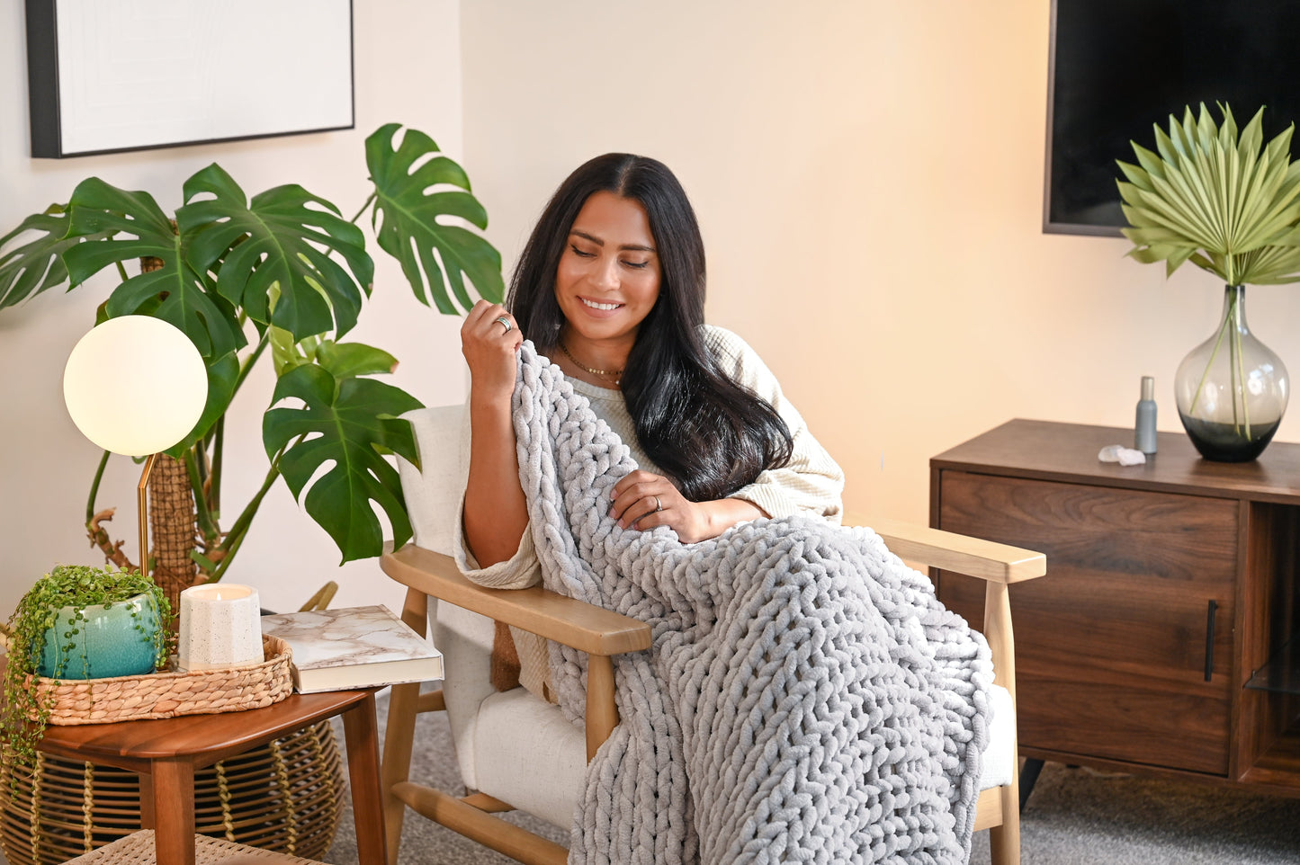Willa & Belle Chunky Knit Weighted Blanket – 50 x 60 in