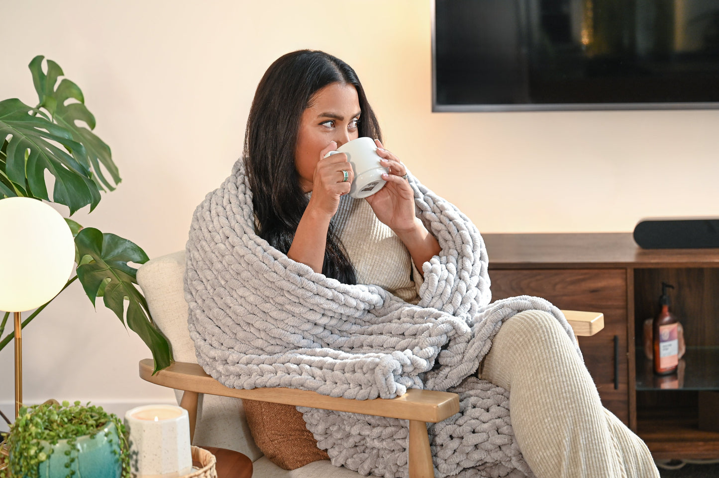 Willa & Belle Chunky Knit Weighted Blanket – 50 x 60 in