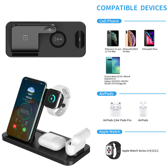 4-in-1 Fast Wireless Charging Station For iPhone and Samsung phones - The Gift Shop