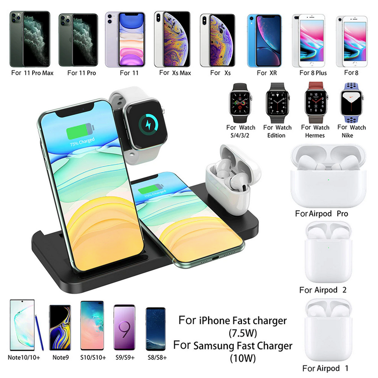 4-in-1 Fast Wireless Charging Station For iPhone and Samsung phones - The Gift Shop