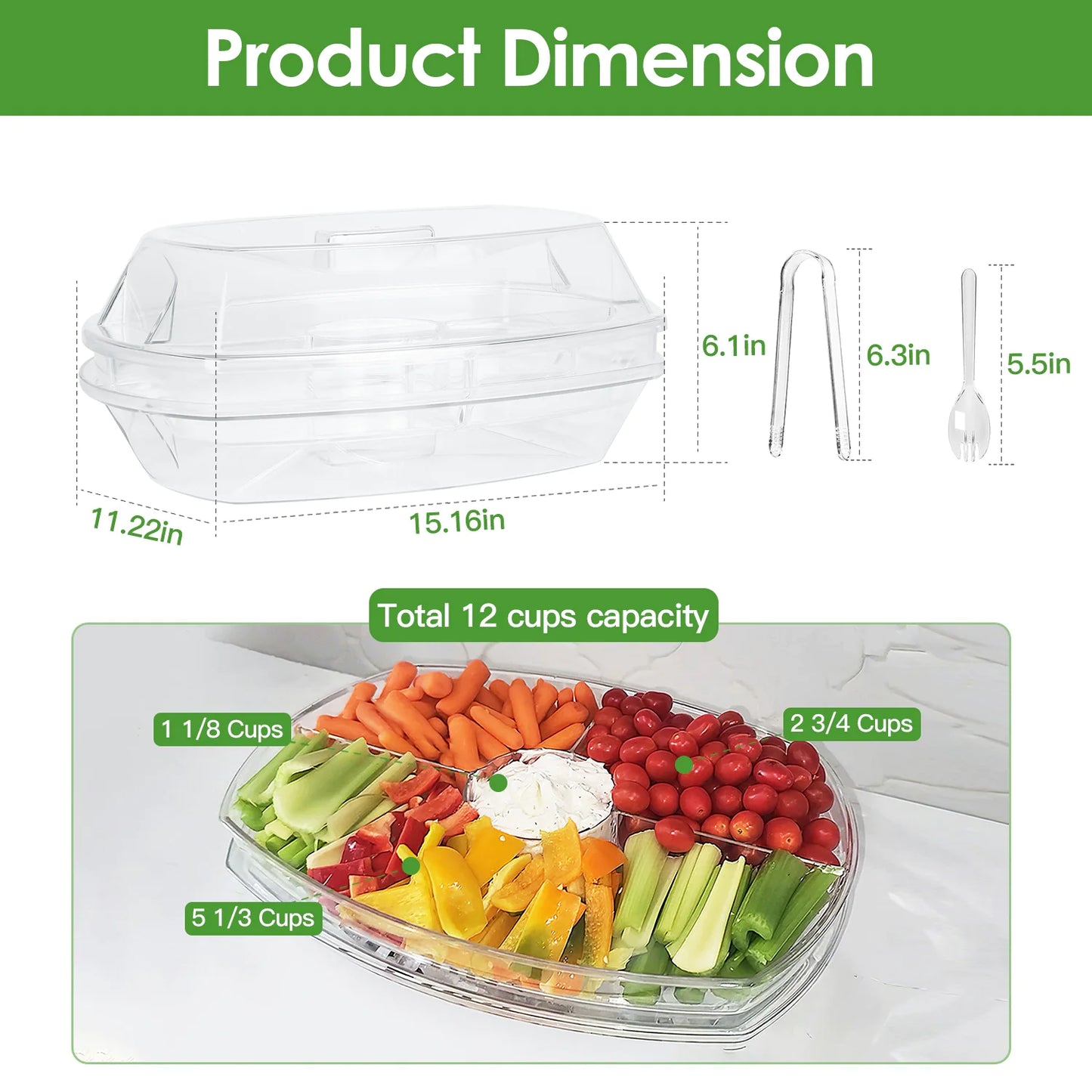 Cold Food Serving Tray with Lid & Compartments - The Gift Shop