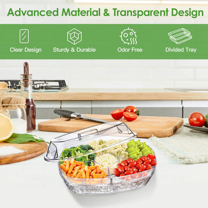 Cold Food Serving Tray with Lid & Compartments - The Gift Shop