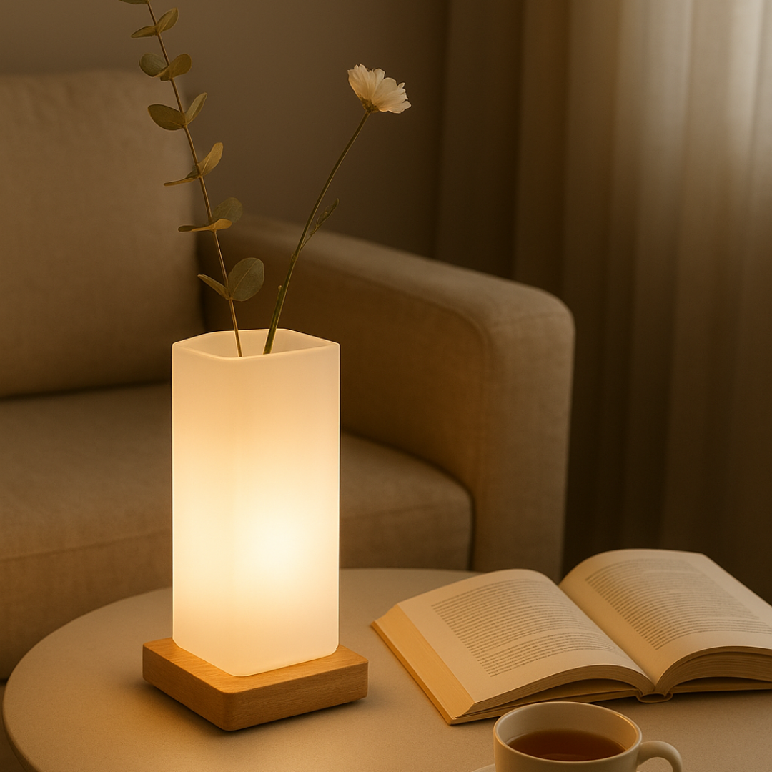 Dimmable Flower Vase Table Lamp with Frosted Glass