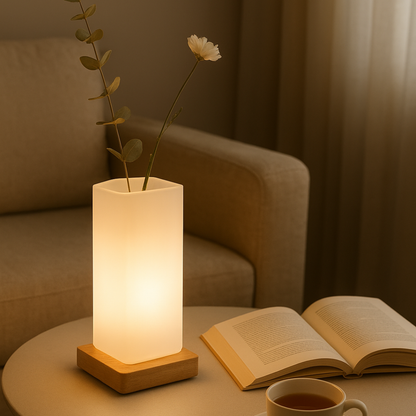 Dimmable Flower Vase Table Lamp with Frosted Glass