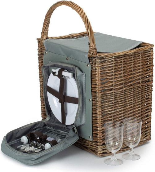2 - Person Wicker Chiller Picnic Basket – Antique Wash Finish – Thoughtful Gift from The Gift Shop UAE