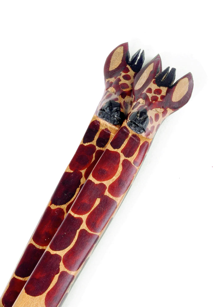 Hand-Carved Mahogany Giraffe Salad Servers - The Gift Shop