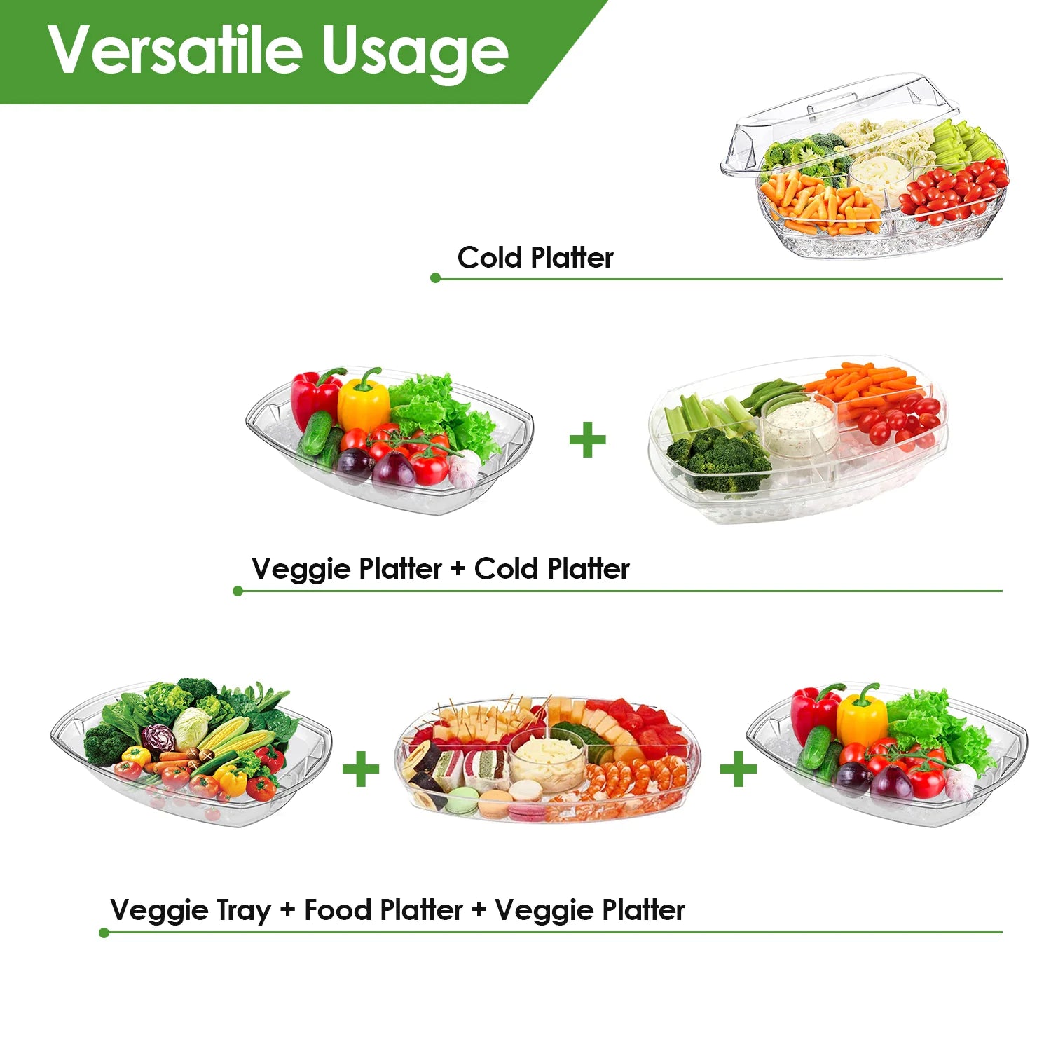 Cold Food Serving Tray with Lid & Compartments - The Gift Shop