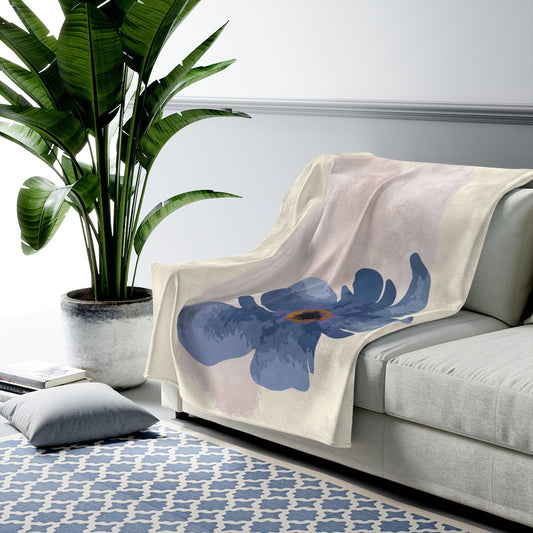 Abstract Floral Plush Velveteen Throw - The Gift Shop