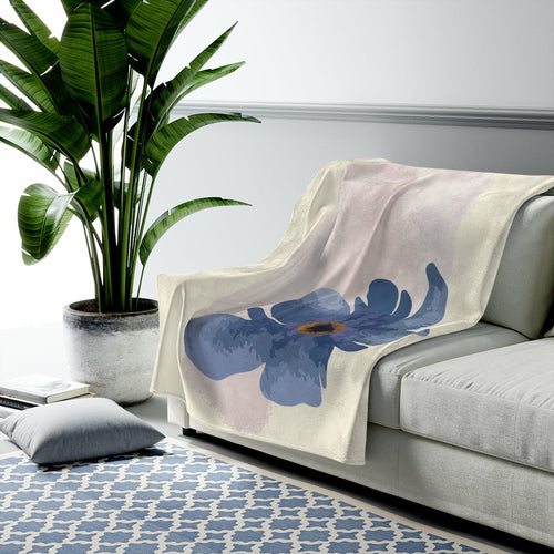 Abstract Floral Plush Velveteen Throw - The Gift Shop