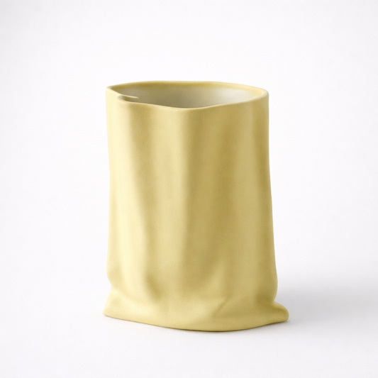 Handmade Ceramic Wrinkle Vase in Morandi Neutrals