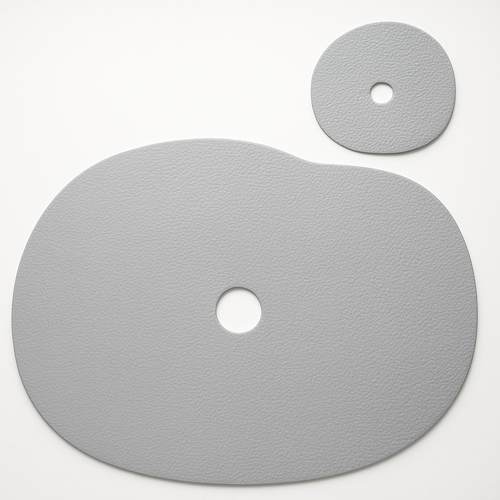Grey blue natural leather placemat and coaster set.