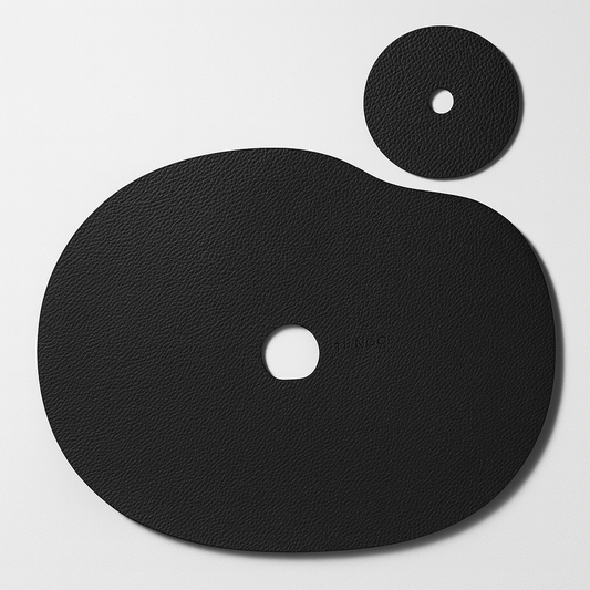 Natural Leather Placemat and Coaster | Black
