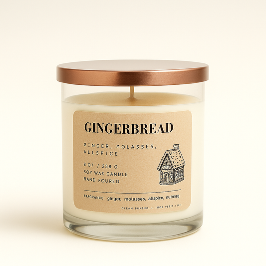 Ginger, Molasses & Allspice Soy Wax Candle | Warm Holiday Blend.