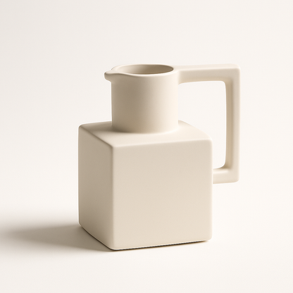 Handmade Ceramic Jug Vase with Sculptural Handle
