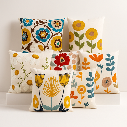 Flower Embroidery Throw Pillow Cushion Cover