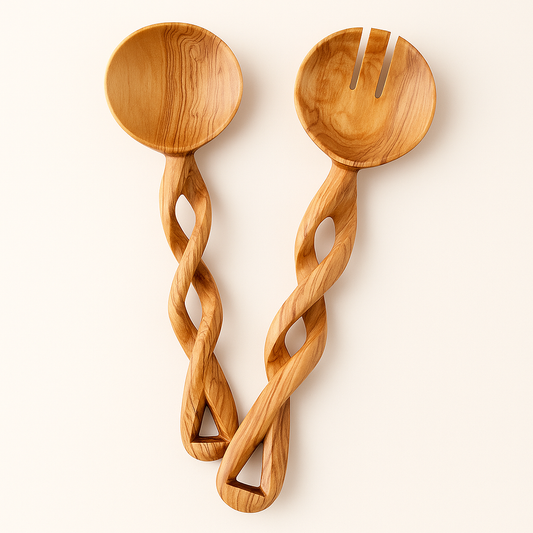 Handmade Olive Wood Salad Servers.