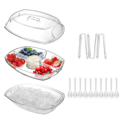 Cold Food Serving Tray with Lid & Compartments - The Gift Shop