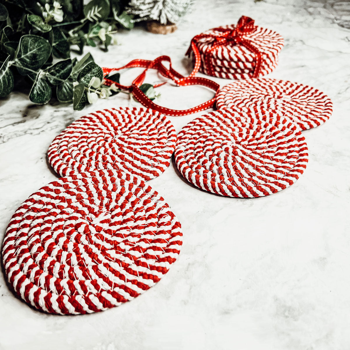 Candy Cane Coaster Set – 4 Pieces
