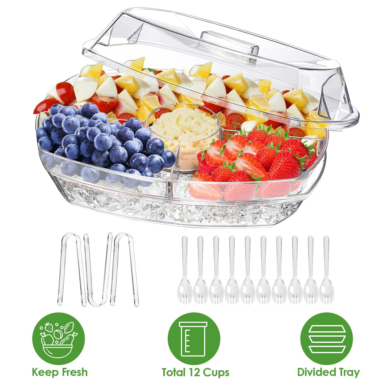 Cold Food Serving Tray with Lid & Compartments - The Gift Shop