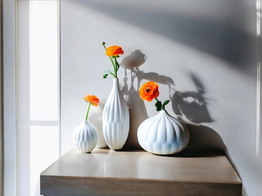 Award-Winning Trio: Textured Porcelain Vases Set