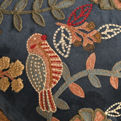 Handcrafted Velvet Embroidered Footstool - Sahaj Hast