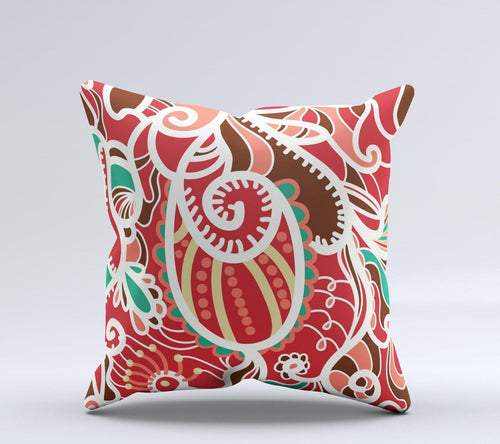 Abstract Red Green Vector Pattern Ink - Fuzed Decorative Throw Pillow – Thoughtful Gift from The Gift Shop UAE