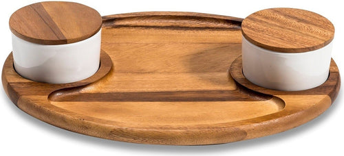 Acacia Wood Charcuterie Board with Ceramic Bowls – Thoughtful Gift from The Gift Shop UAE