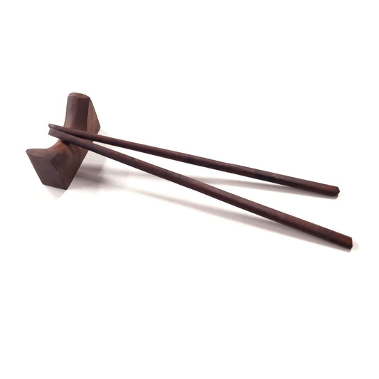Wooden Chopsticks | 10" Walnut & Cherry Set with Rest - The Gift Shop