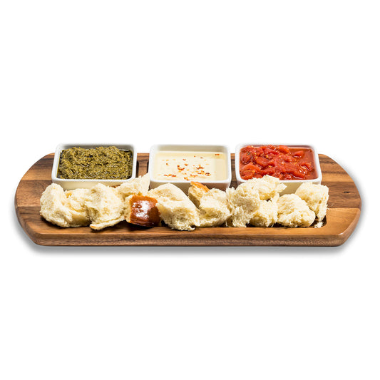 Charcuterie Tray with 3 Ceramic Bowls | Elegant Acacia Wood Serving Board - The Gift Shop