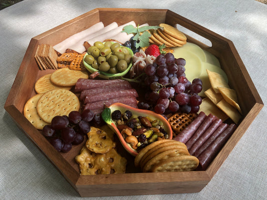Octagon Wood Charcuterie Board - Eco-Friendly Acacia Serving Tray - The Gift Shop