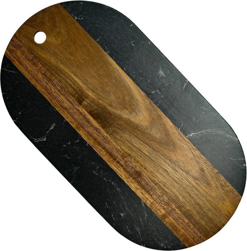 Black Marble & Acacia Wood Oval Board – Thoughtful Gift from The Gift Shop UAE